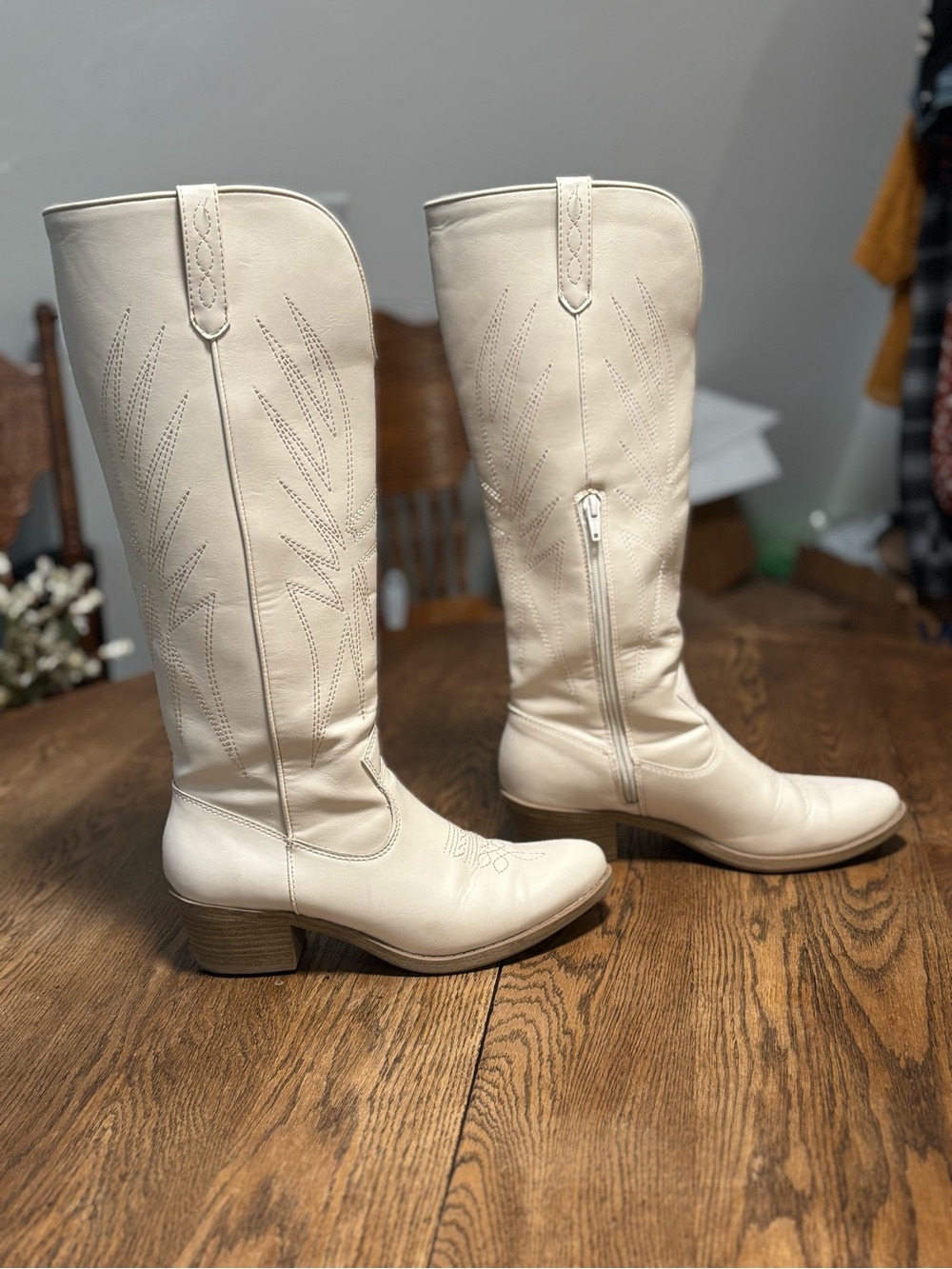 No Boundaries Cream Tall Western Heeled Boots